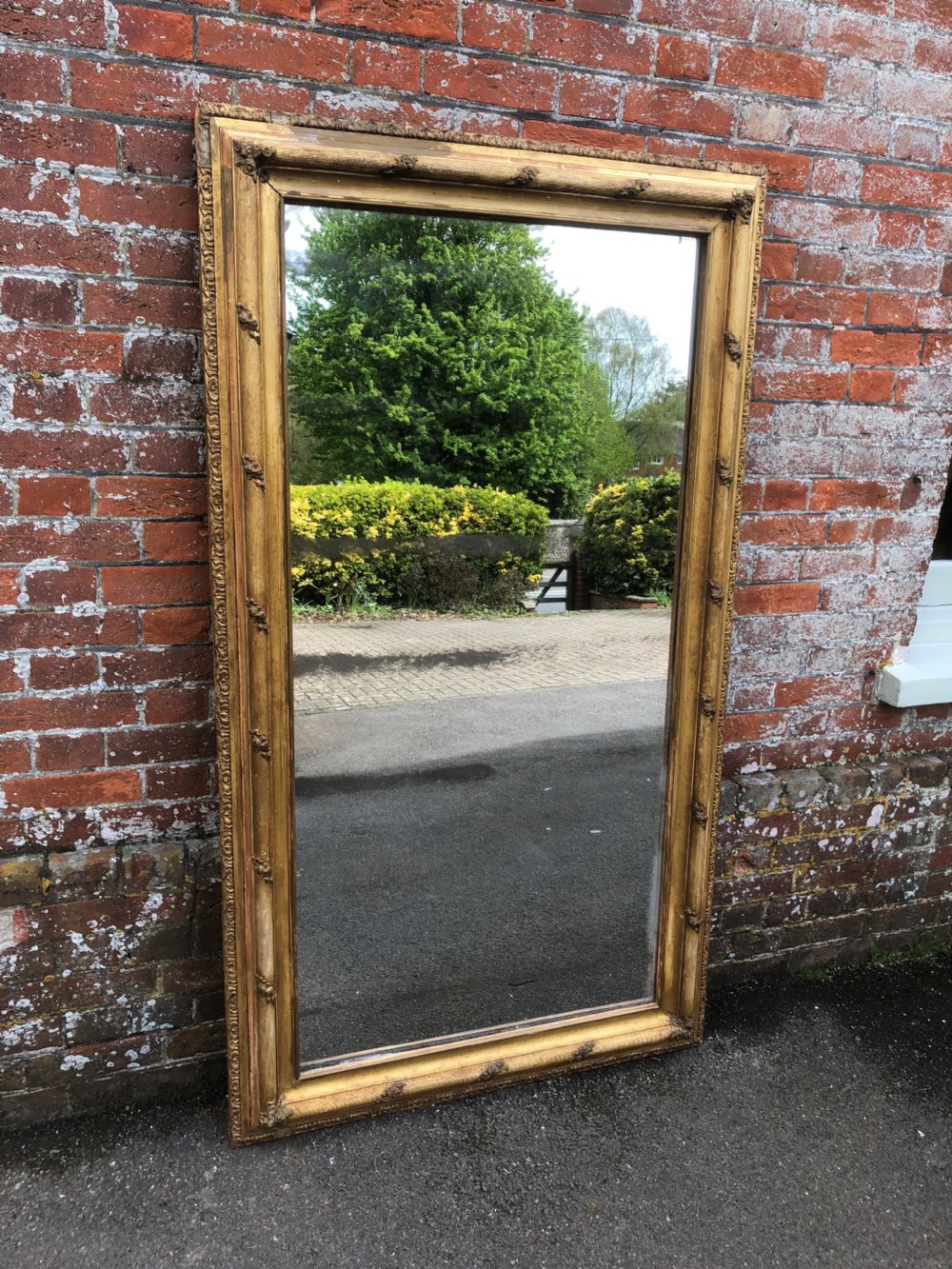 A Stunning large early Antique 19th Century French carved wood and gesso original gilt Mirror. View II