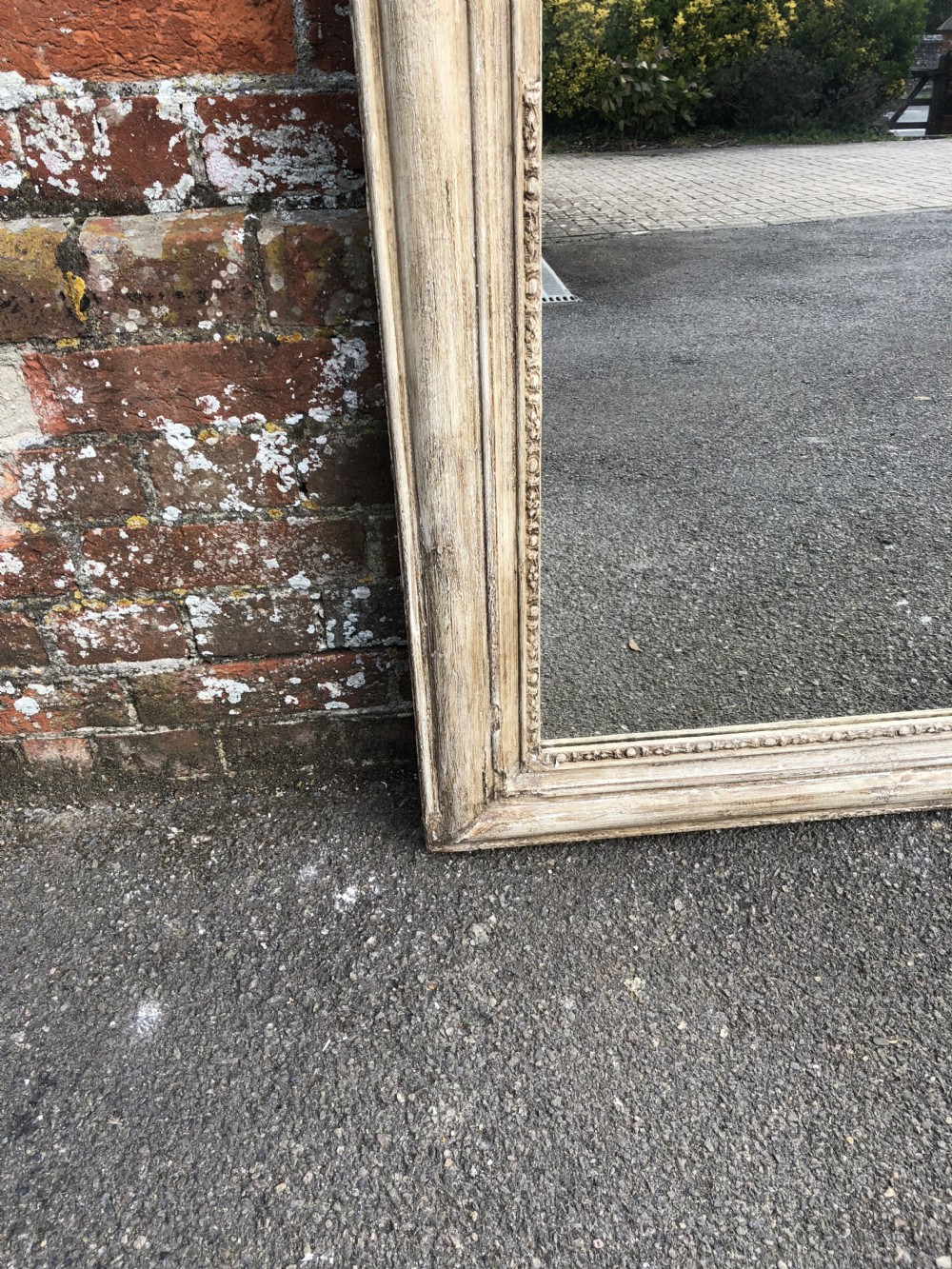 A Superb large early Antique 19th Century French carved wood and gesso painted landscape Mirror. View V