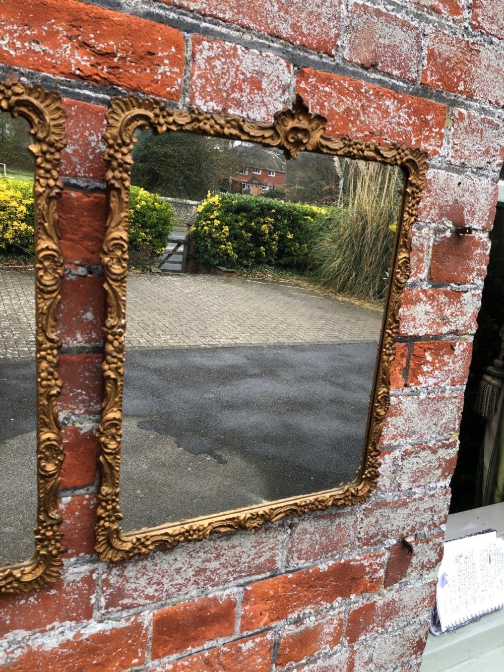A Highly useful Pair of Antique French carved wood & gesso orignal gilt Mirrors. View III