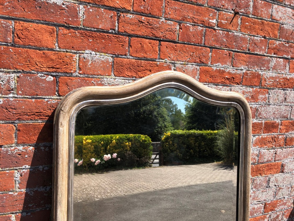 A Stunning Good size Antique French 19th Century carved wood & gesso shaped top original silvered and painted Mirror. View IV