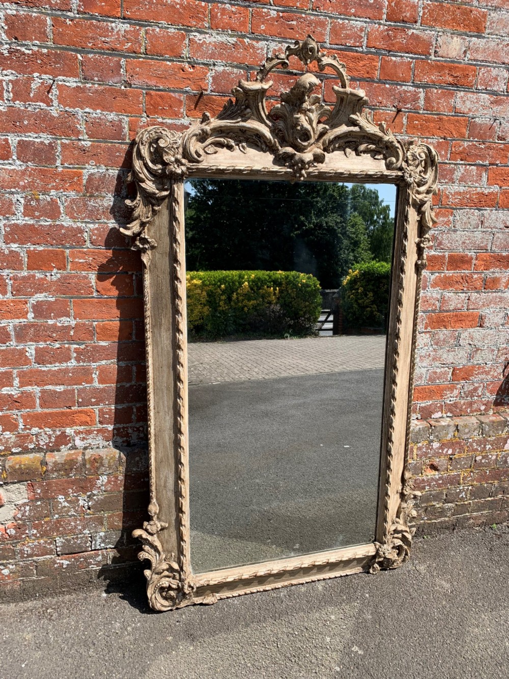 A Superb large Antique 19th Century French carved wood & gesso painted rope twist framed Mirror. View VII