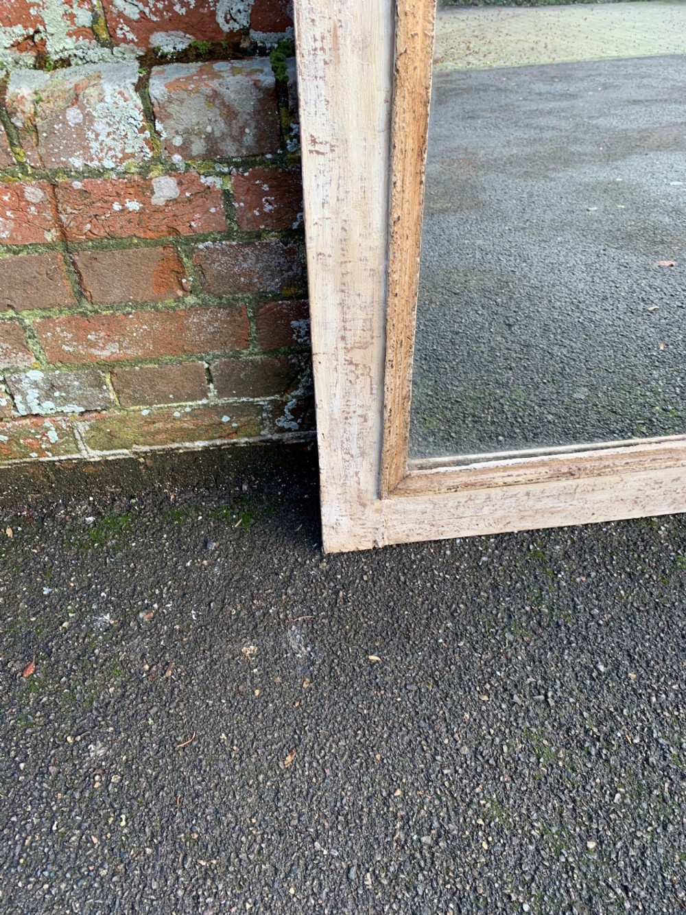 A  Spectacular Antique 19th Century French carved wood distressed painted Mirror. View III
