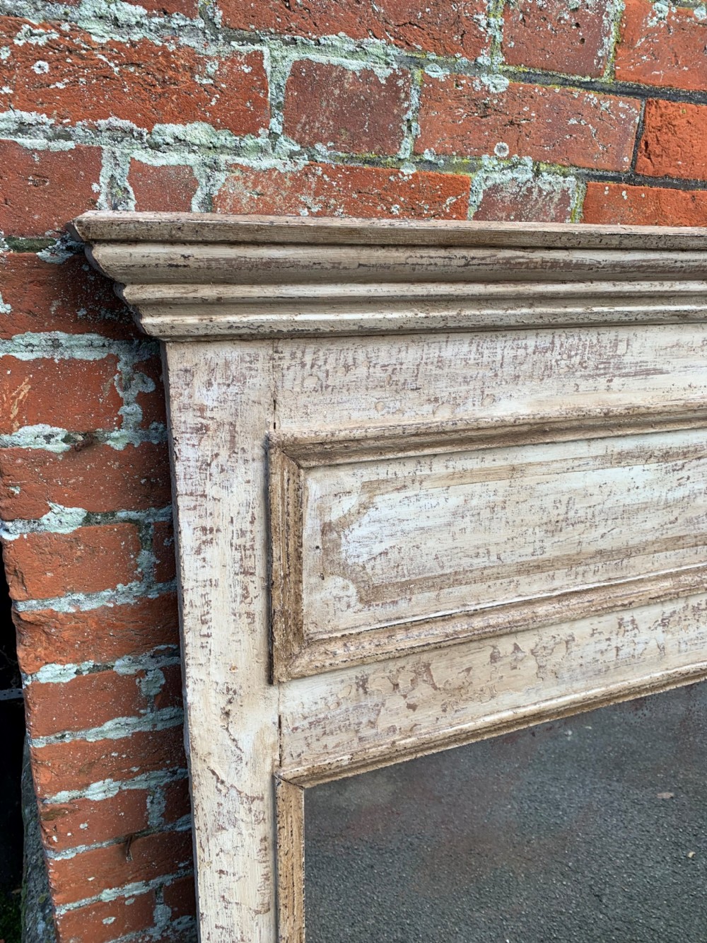 A  Wonderful Antique 19th Century French carved wood distressed painted Mirror. View II