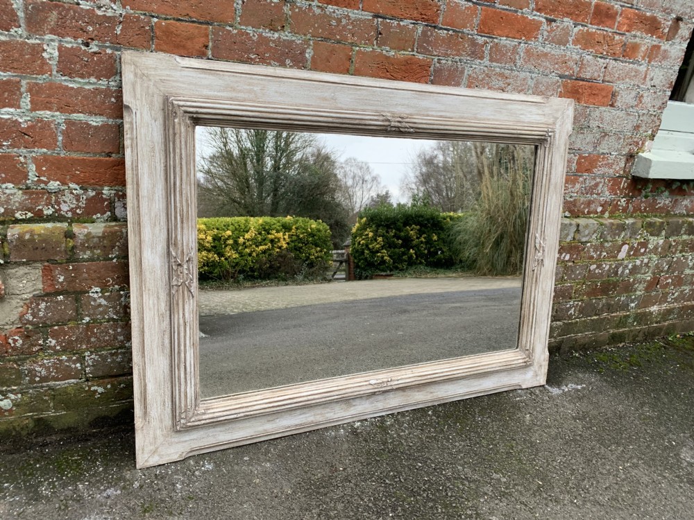 A highly useful Antique 19th Century French carved wood painted Mirror. View II