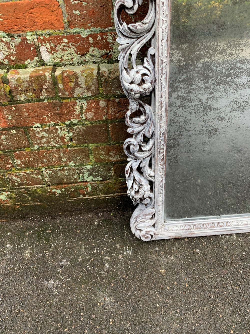 A Superb large Antique French 19th Century carved wood painted ornate framed Mirror. View VI