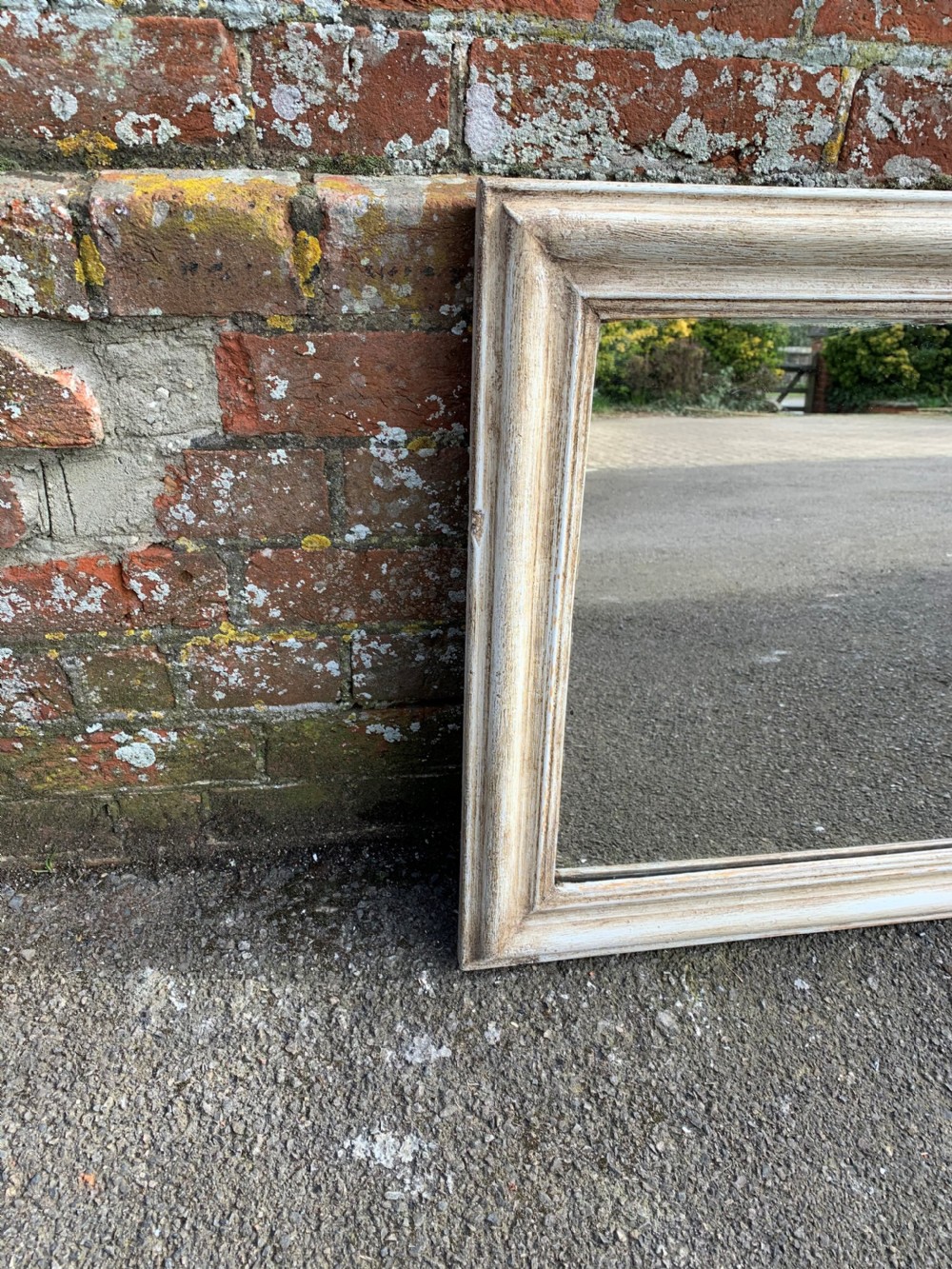 A Good size Antique French 19th Century carved wood & gesso plain painted Mirror. View II