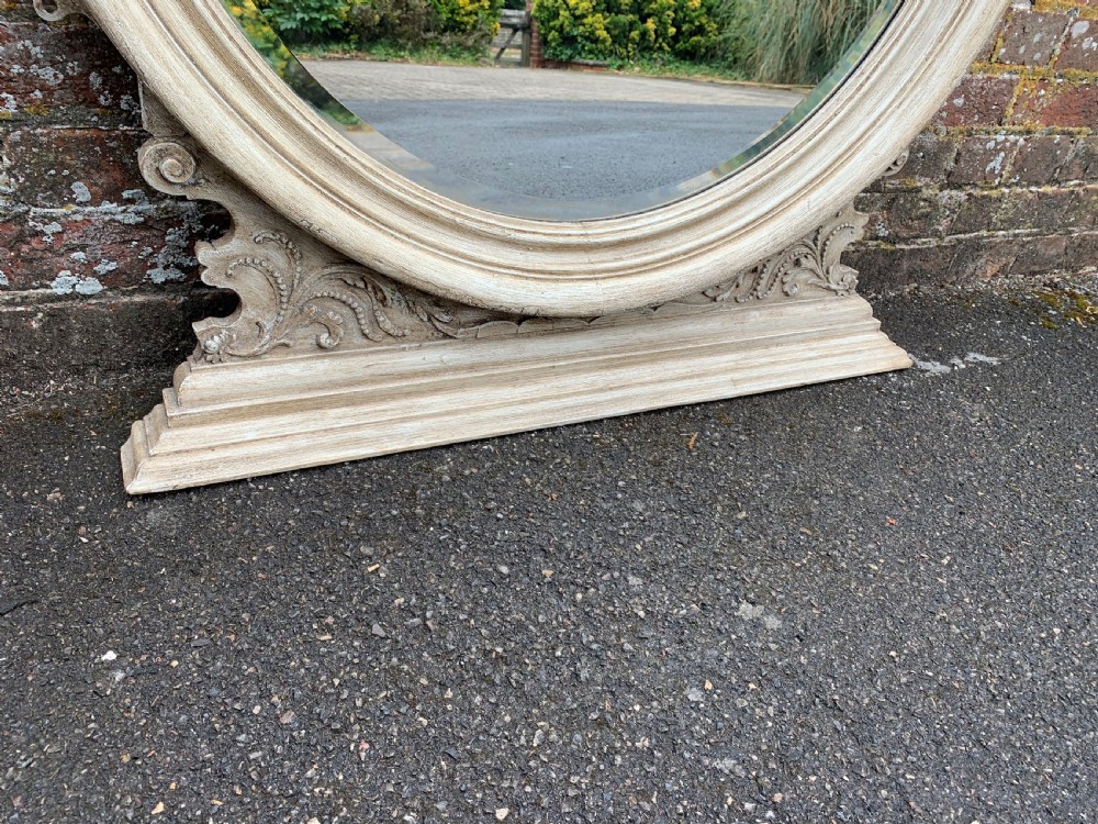 A Wonderful unusual good size Antique 19th Century English carved wood painted round mirror. View IV