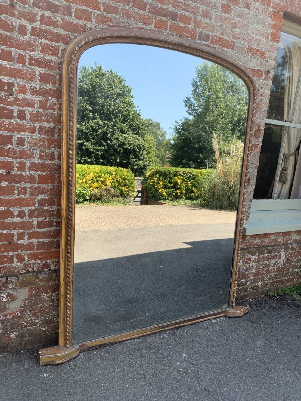 An Absolutely Stunning Extra Large Antique English 19th Century carved wood and gesso original gilt rope twist framed Mirror.