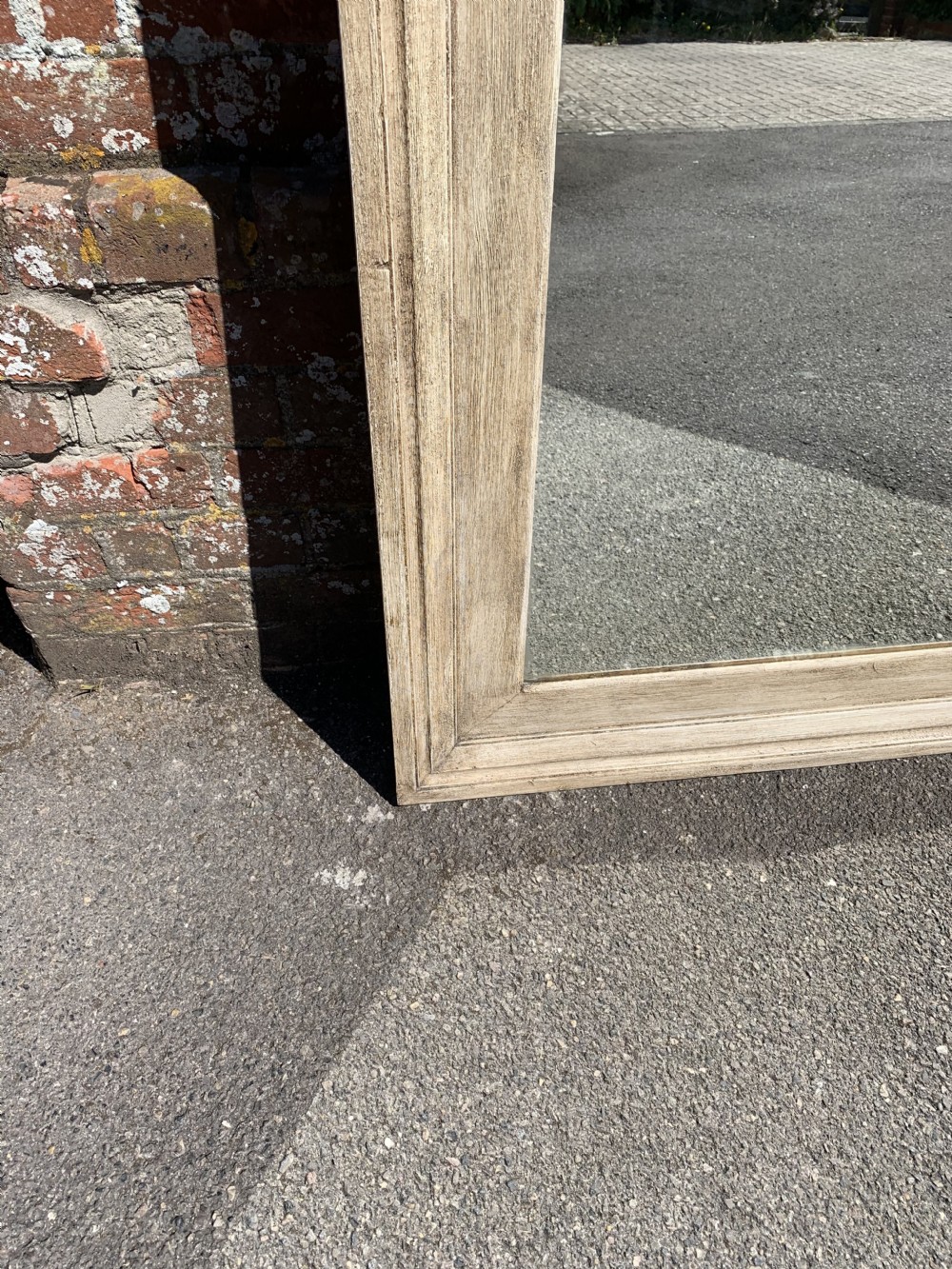A Superb Large Antique French 19th Century carved wood painted Plain Mirror. View II