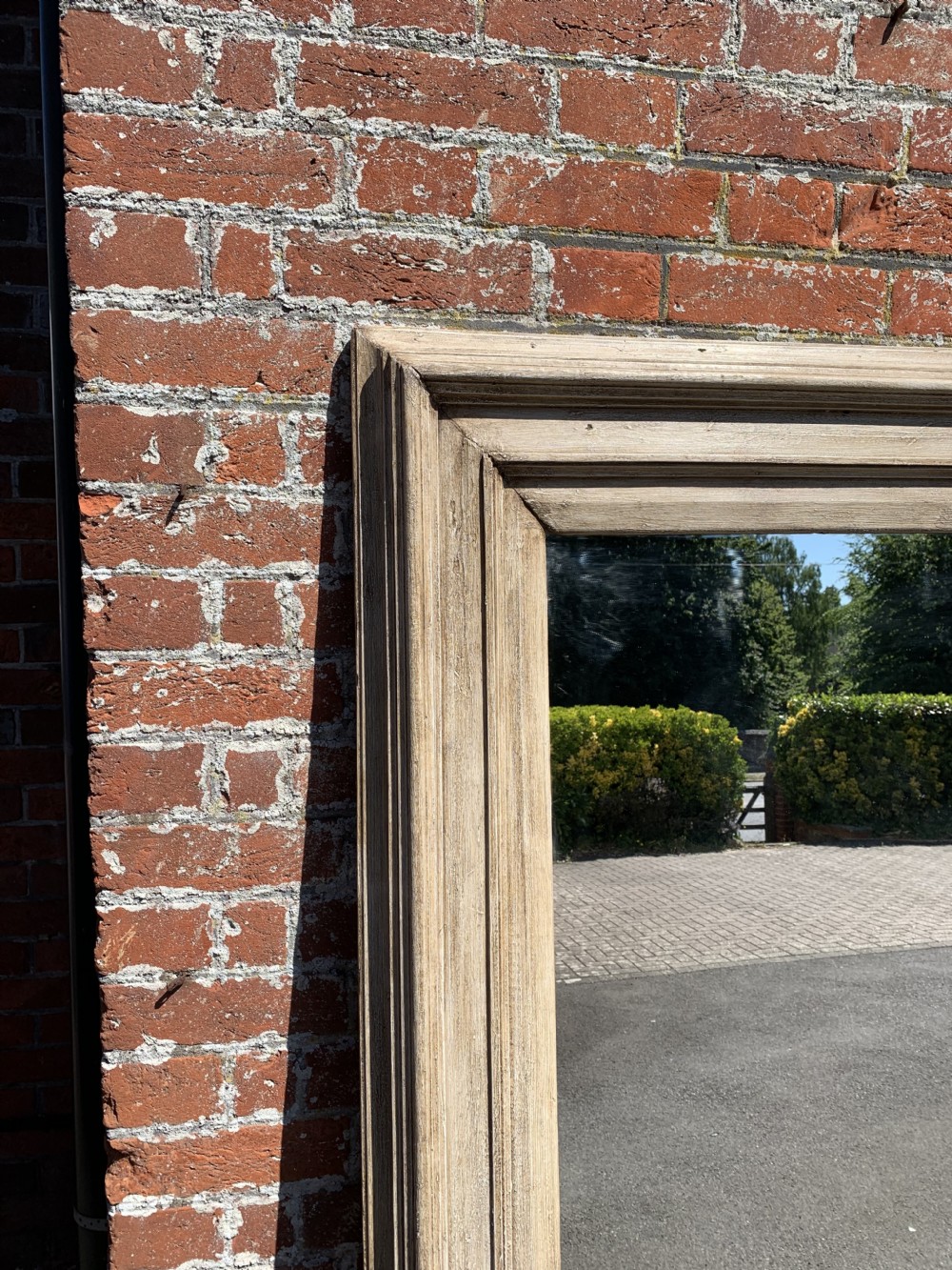 A Stunning large Antique French 19th Century carved wood painted ribbed framed Mirror. View II