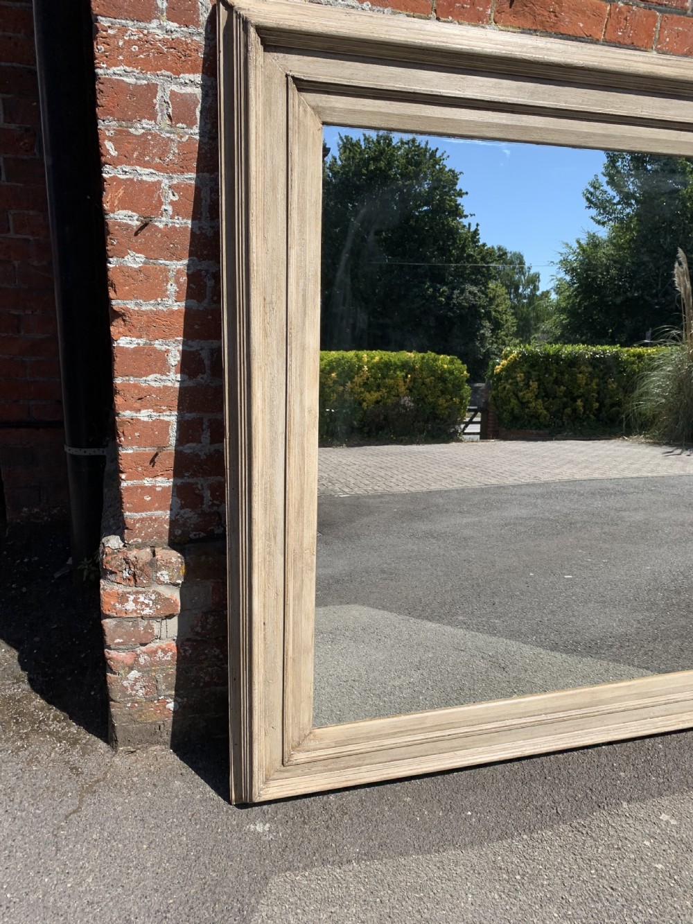 A Stunning large Antique French 19th Century carved wood painted ribbed framed Mirror. View V
