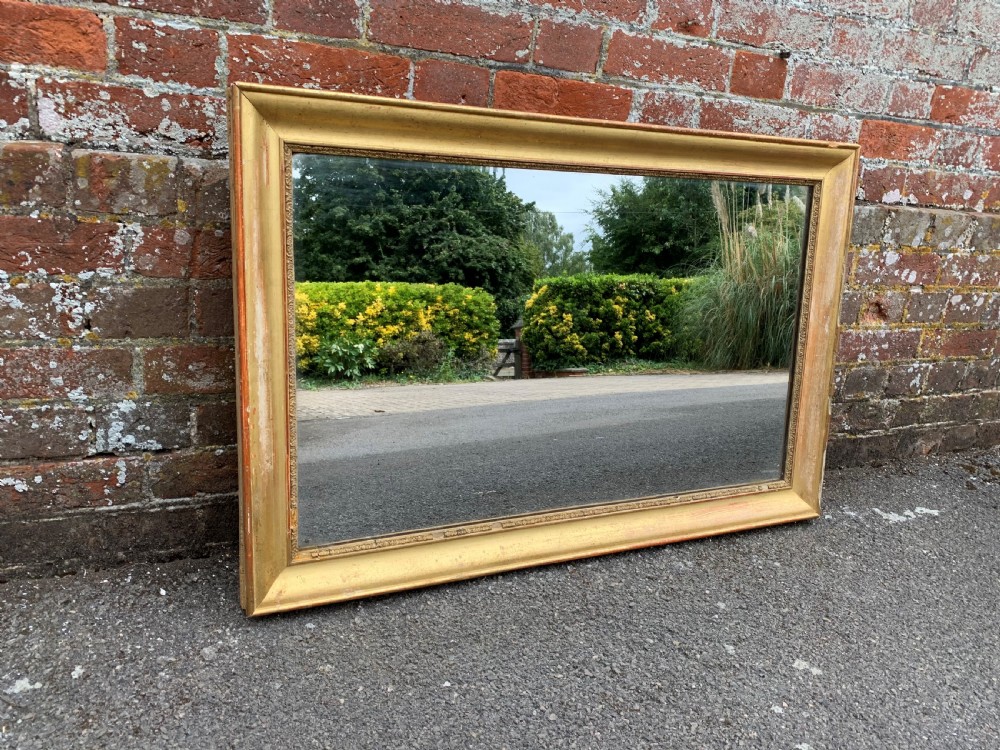 A Highly useful size Antique French 19th Century carved wood & gesso original gilt Plain Mirror. View VI