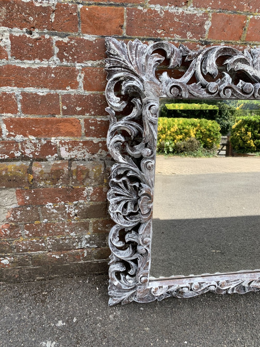 A Fabulous Antique French 19th Century carved wood painted Mirror. View IV