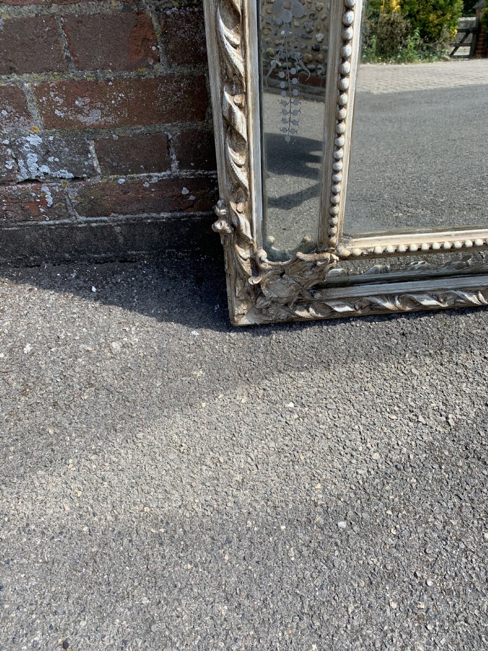 A Superb Large Antique French 19th Century carved wood & gesso painted rope twist framed Cushion Mirror. View VII