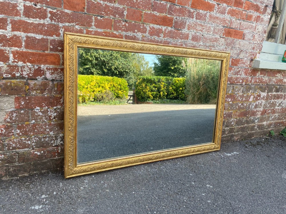 A Fabulous good size Antique French 19th Century carved wood & gesso original gilt Mirror. View II