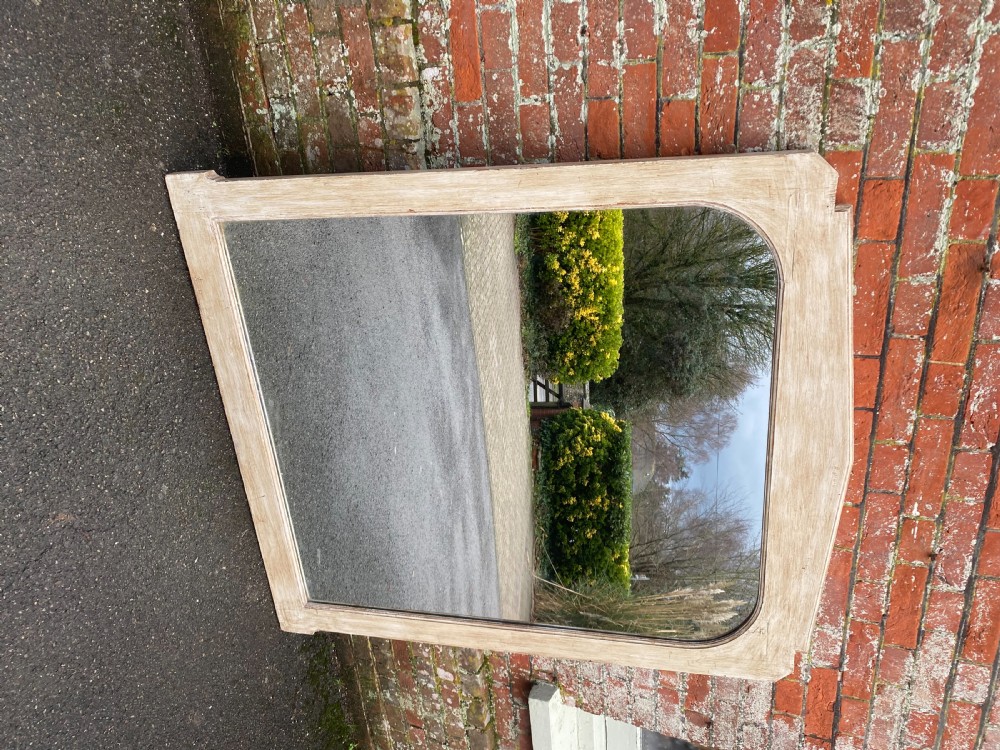 A Wonderful Large Antique English 19th Century shaped top carved wood plain Mirror. View V