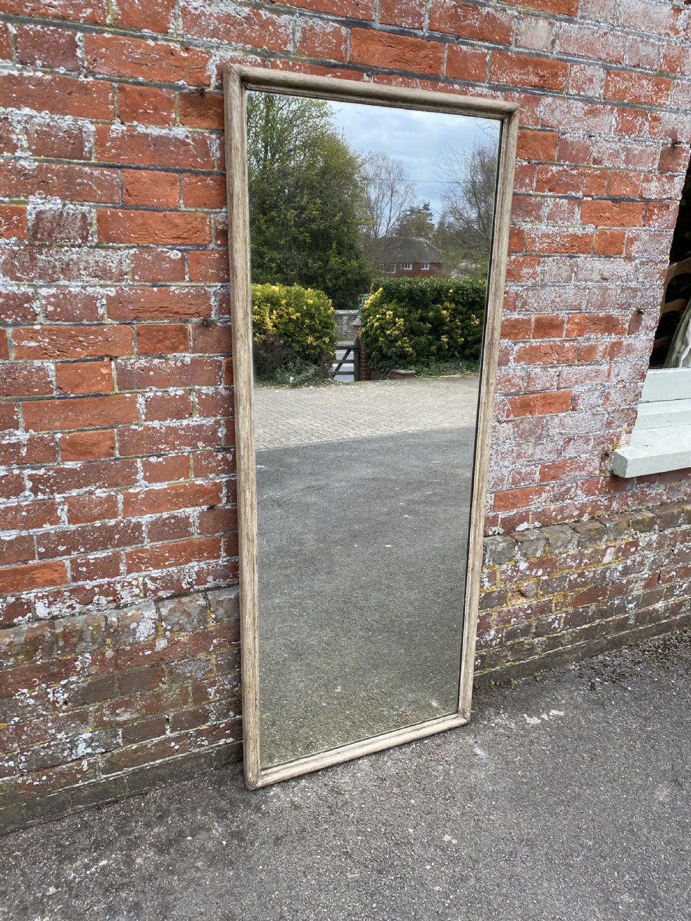 A Stunning Antique French 19th Century carved wood & gesso painted Bistro Mirror. View II