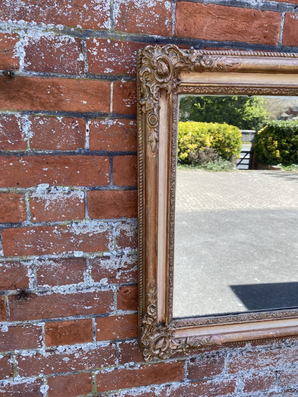 A Fabulous highly useful size Antique French 19th Century carved wood & gesso original gilt Mirror. View II