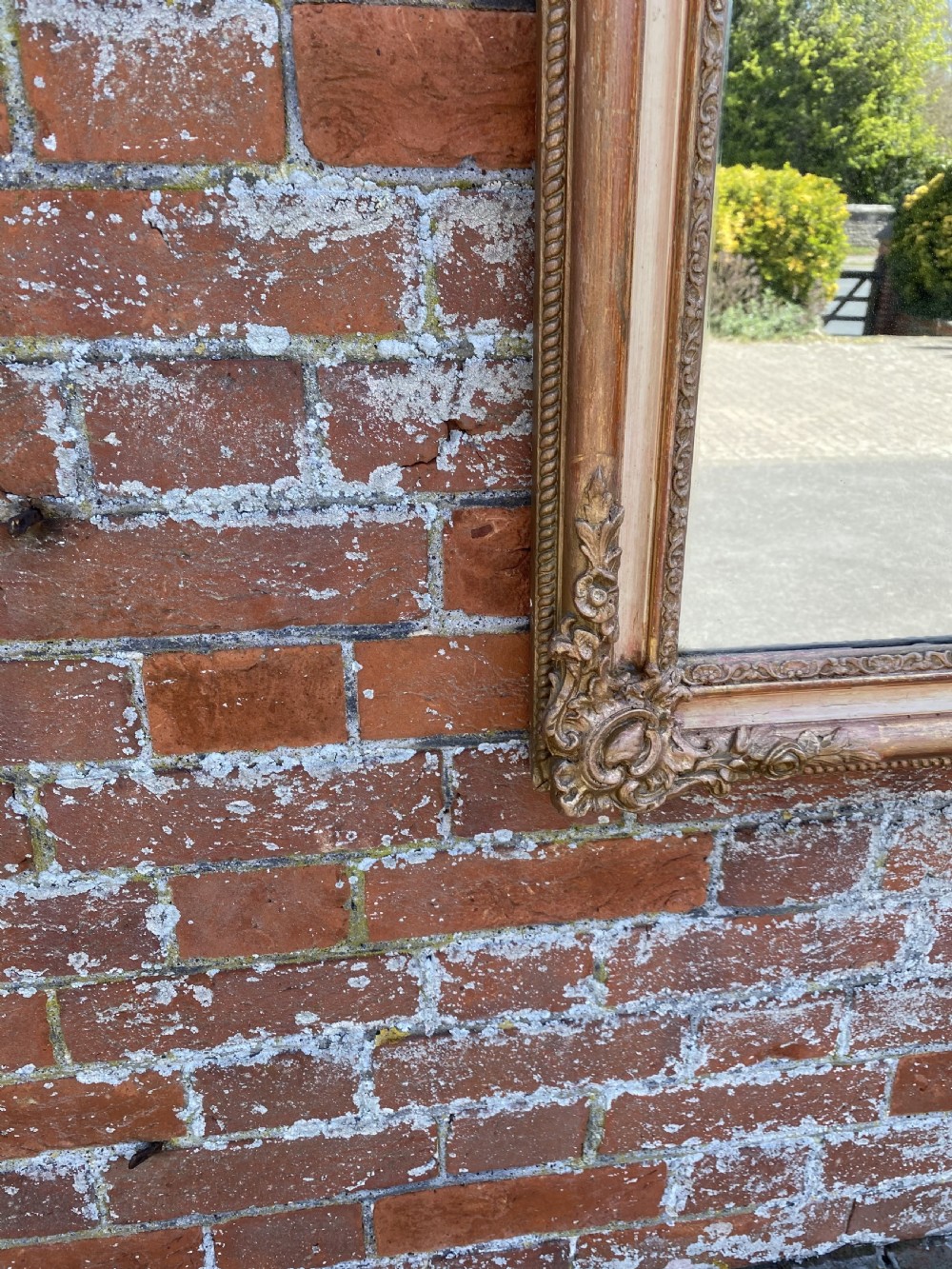 A Fabulous highly useful size Antique French 19th Century carved wood & gesso original gilt Mirror. View III