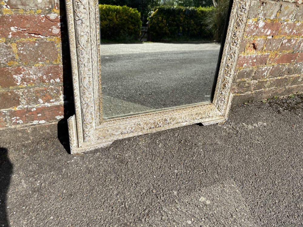 A Stunning good size Antique French 19th Century carved wood & gesso painted Mirror. View III