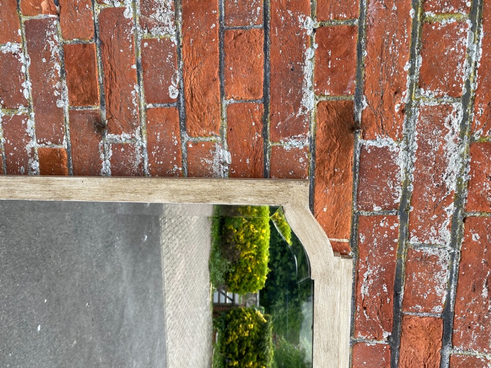 A Wonderful good size Antique French 19th Century carved wood painted shaped top Mirror. View III