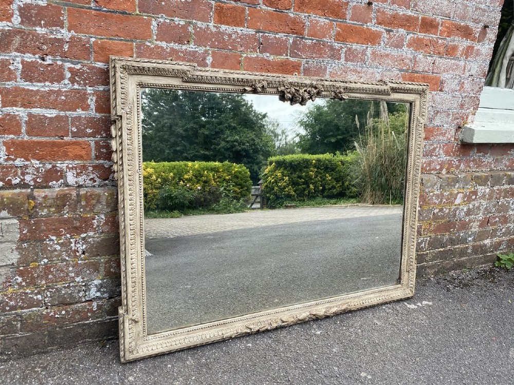 A Delightful good size Antique French 19th Century carved wood & gesso painted Mirror.