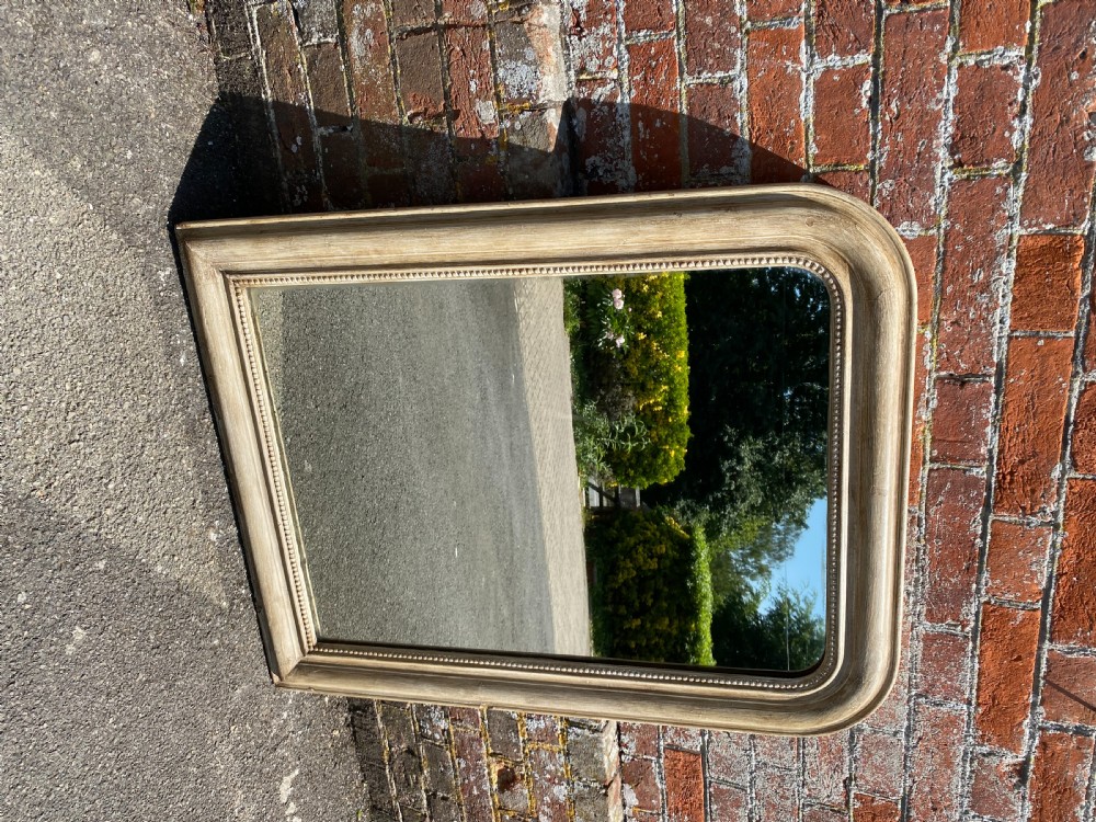 A Fabulous highly useful size Antique French 19th Century carved wood & gesso arched top painted Mirror. View V