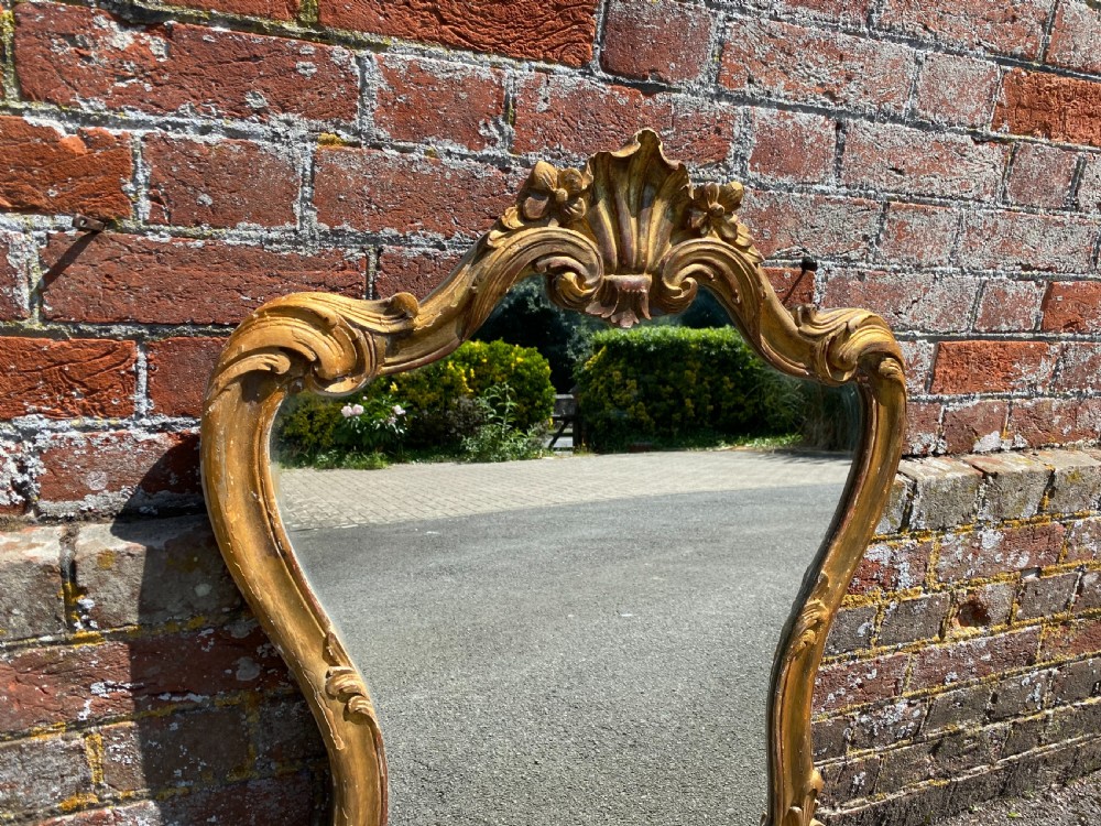 A Stunning good size Antique French 19th Century carved wood & gesso original gilt shaped Mirror. View IV