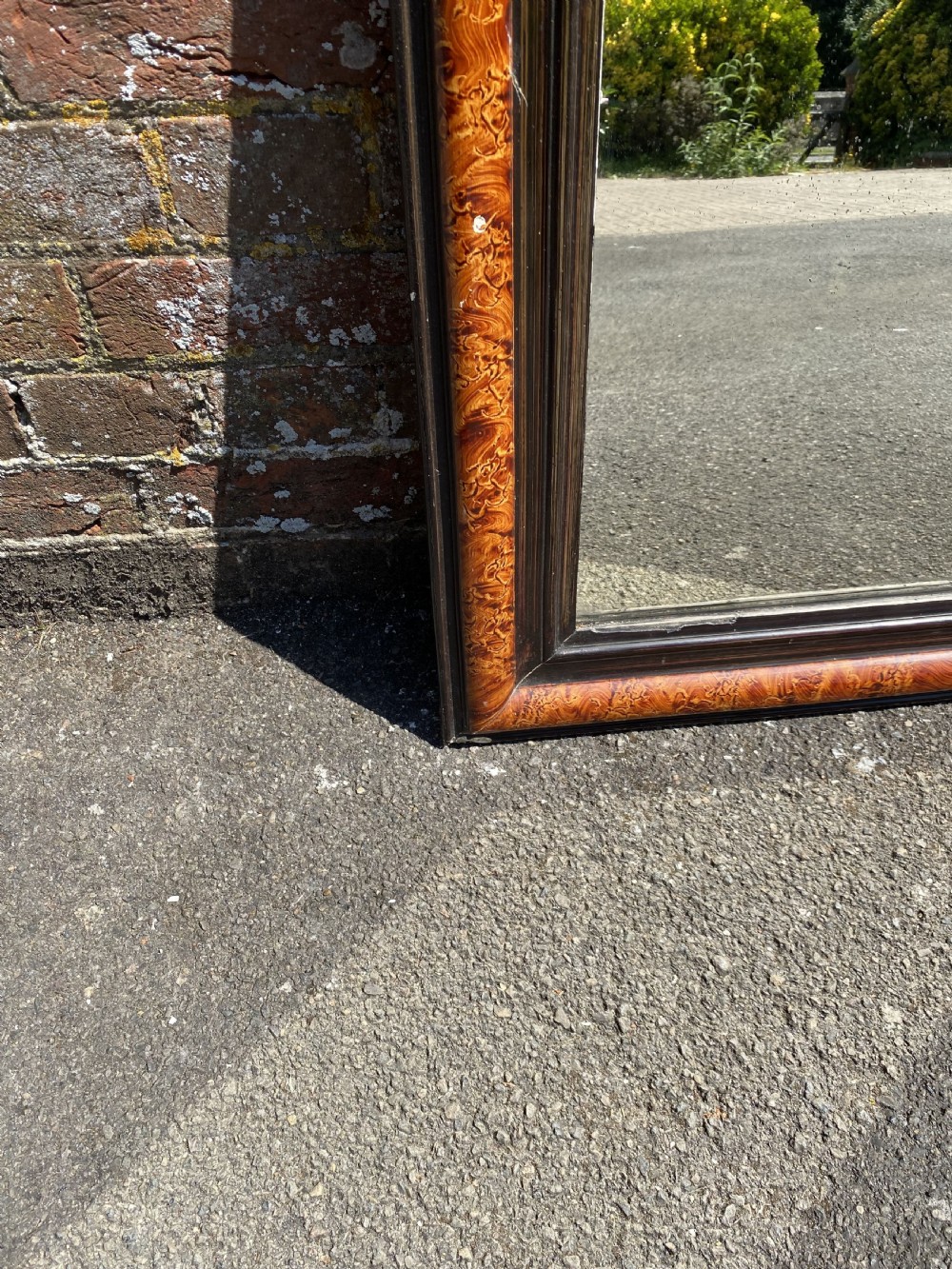 A Superb Antique French 19th Century carved wood & gesso original black & painted arched top Mirror. View III