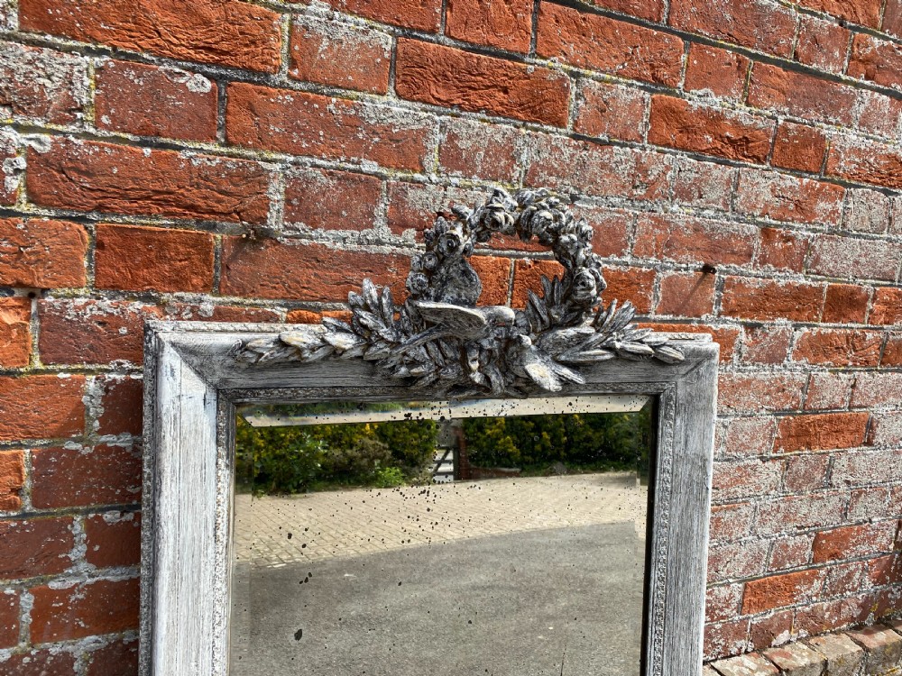 A Stunning highly useful size Antique French 19th Century carved wood & gesso painted Mirror. View IV