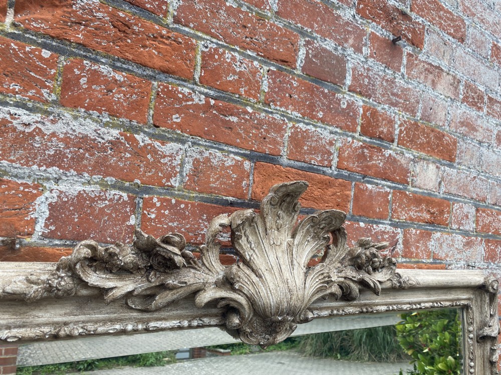 A Wonderful large Antique French 19th Century carved wood & gesso painted Mirror. View V