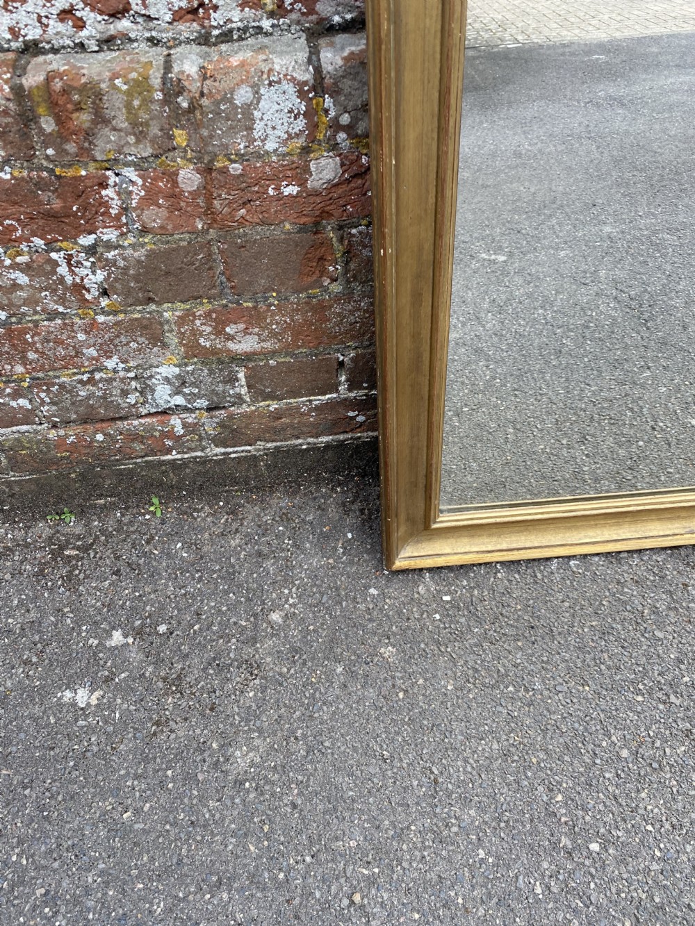 A Delightful large Antique French 19th Century carved wood & gilt shaped top Mirror. View III