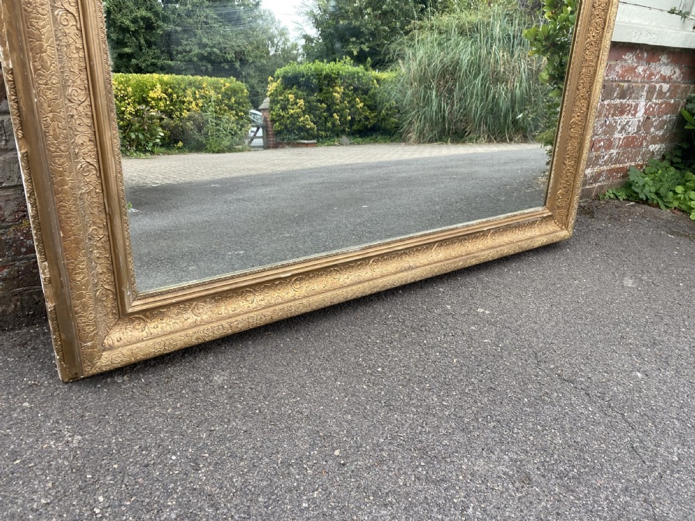 A Superb large Antique English 19th carved wood & gesso gilt Mirror. View IV