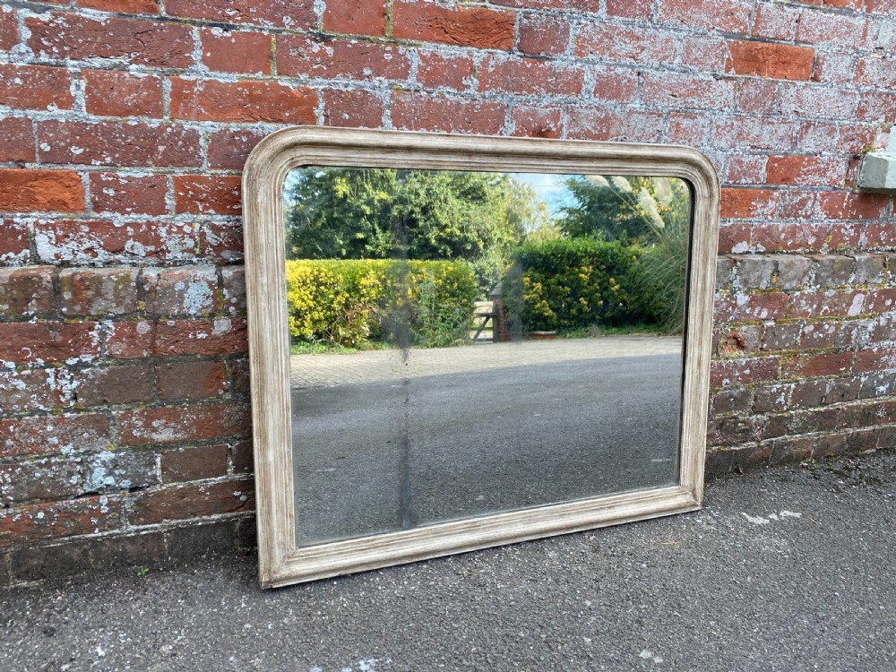 A Delightful good size Antique French 19th Century carved wood arched top painted Mirror. View V