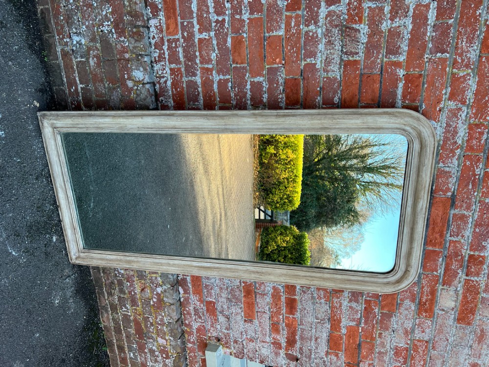 A Wonderful large Antique French 19th Century carved wood & gesso arched top painted Mirror. View V