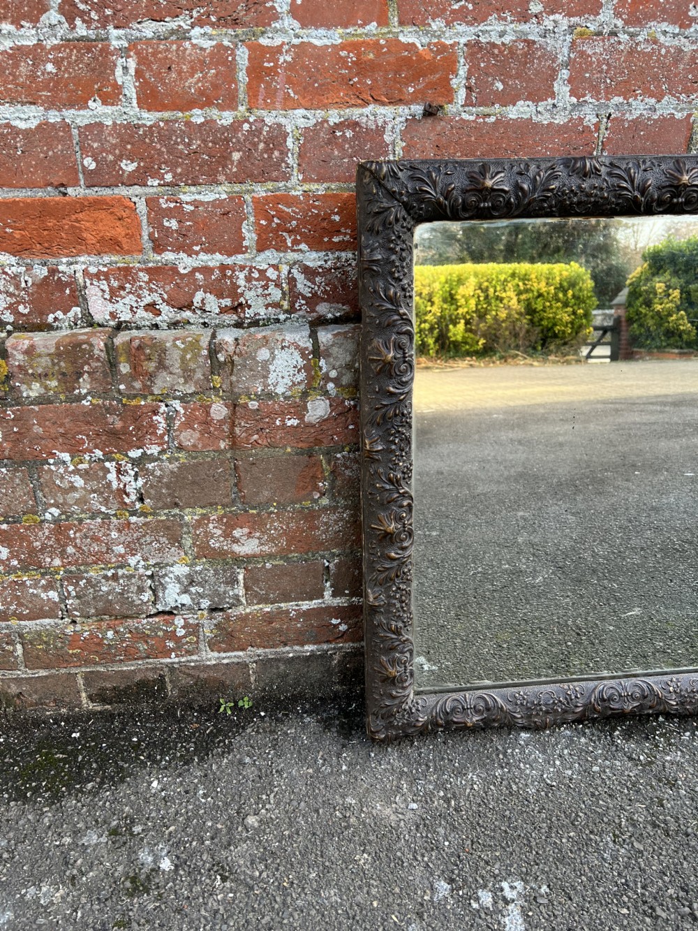 A Wonderful good size Antique French 19th Century Brass Decorated framed Mirror. View VII