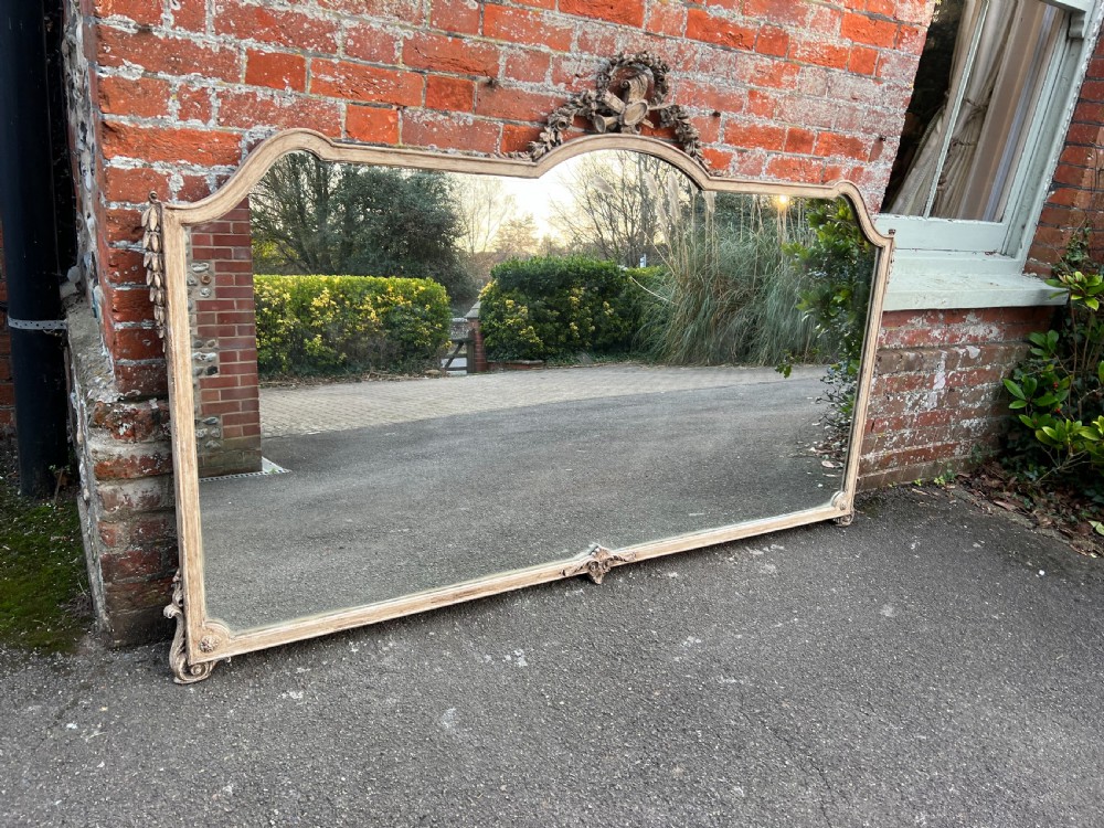 A Stunning large Italian early 20th Century carved wood painted shaped top landscape Mirror. View V