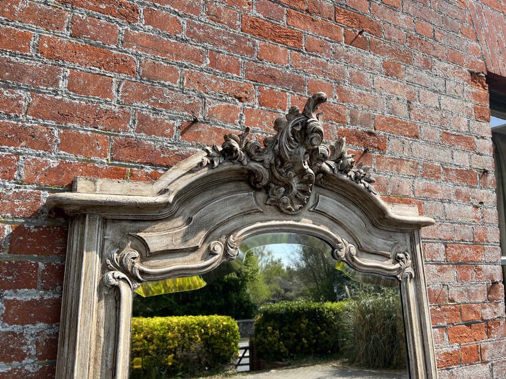 A Sensational large Antique French 19th Century carved wood painted shaped top Mirror. View IV