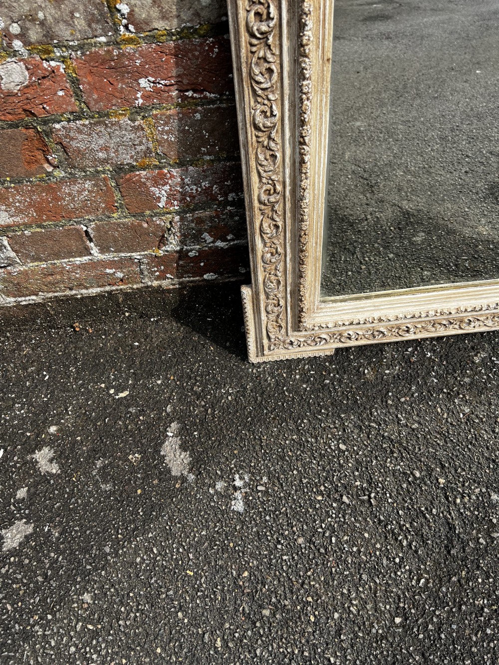 A Stunning Antique English 19th Century carved wood & gesso original gilt Mirror. View II