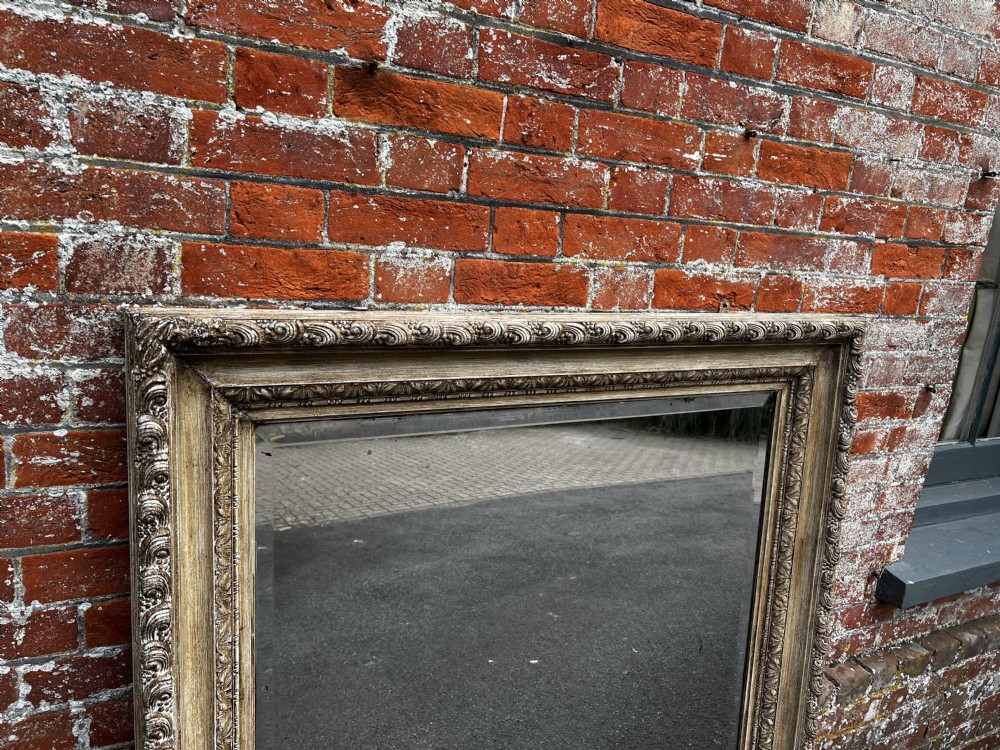 A Delightful large Antique English 19th Century carved wood & gesso painted ornate framed Mirror. View IV