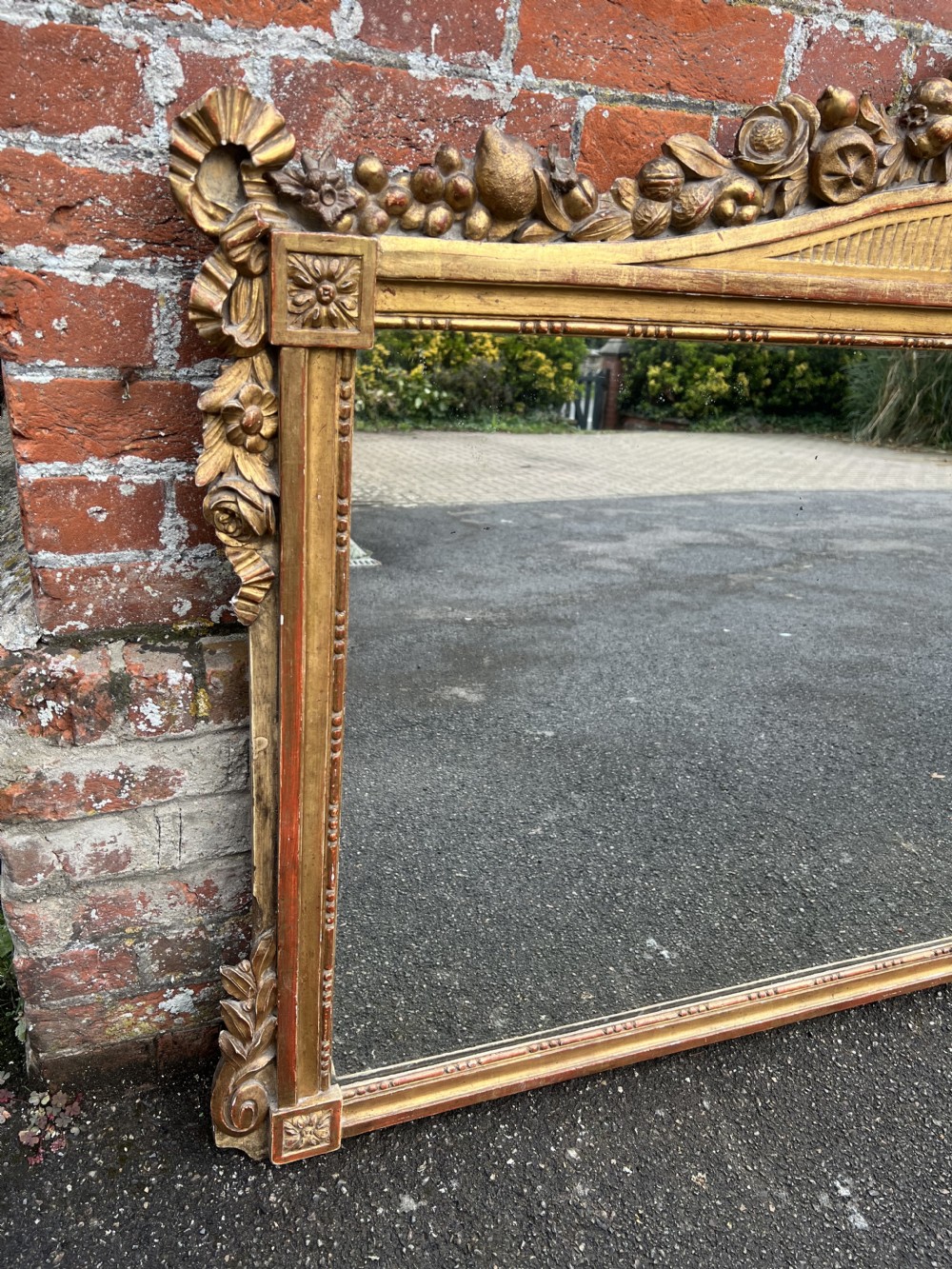 An Impressive large Antique French 19th Century carved wood original gilt Mirror. View II