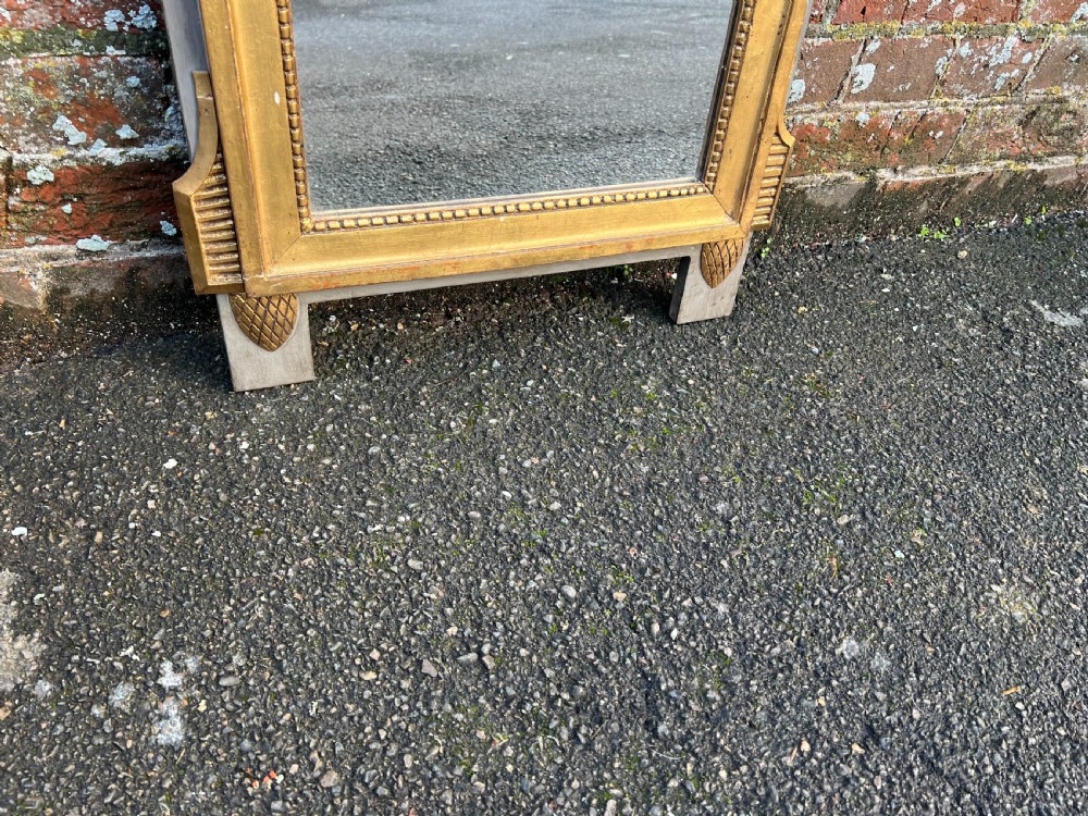 A Wonderful good size Antique French 19th Century carved wood painted & gilt Mirror. View IV