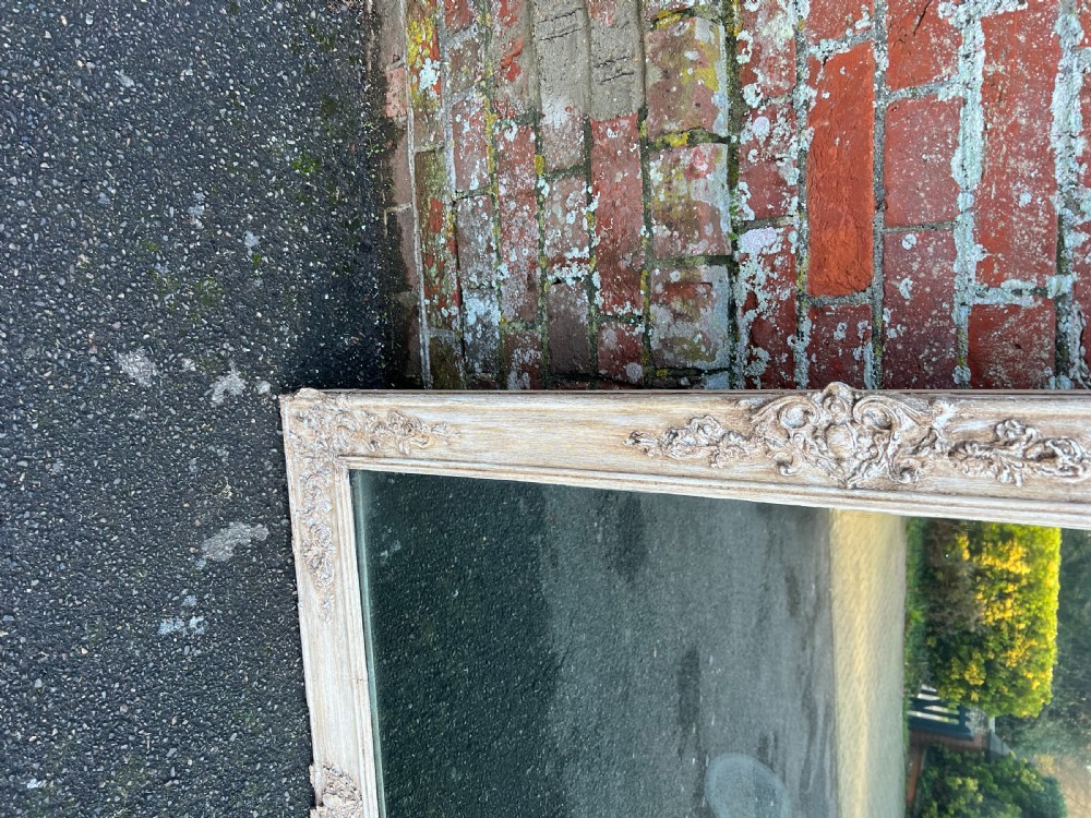 A Wonderful large Antique French 19th Century carved wood & gesso painted slightly distressed Mirror. View VII