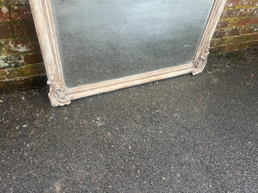 A Fabulous large Antique French 19th Century carved wood & gesso shaped top painted Mirror. View V