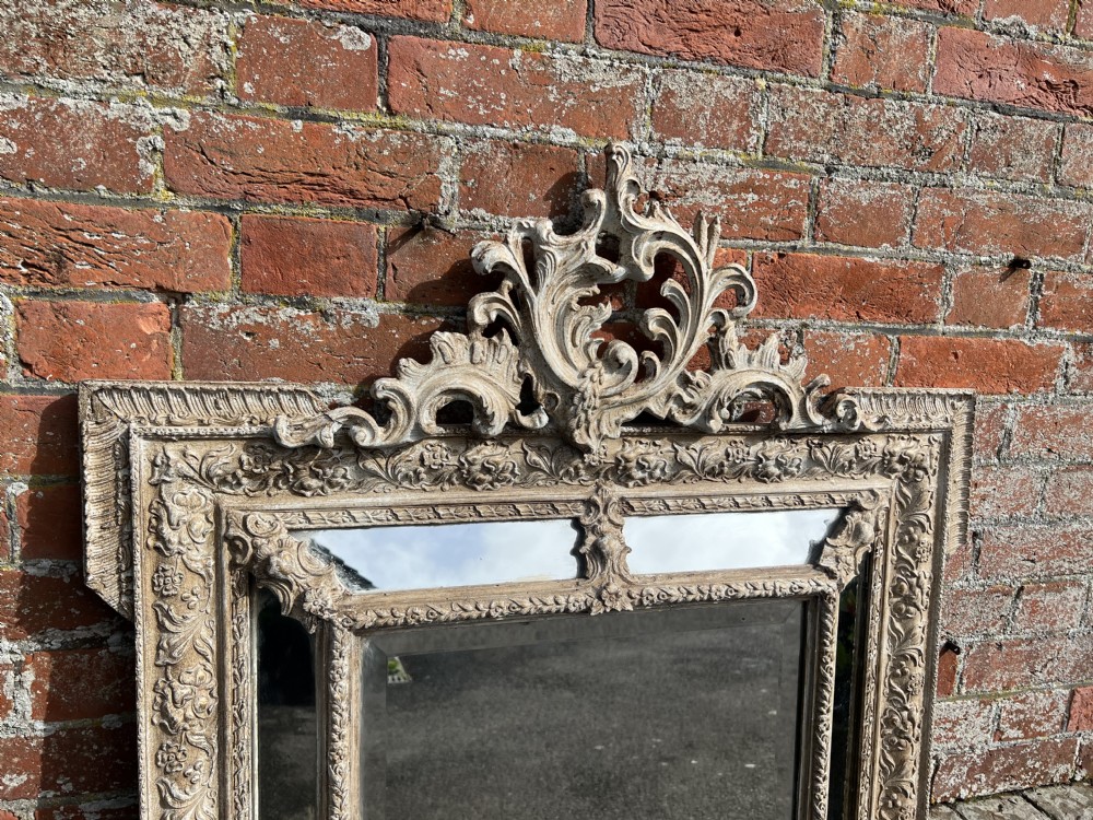 A Fabulous good size Antique French 19th Century carved wood & gesso painted Cushion Mirror, View V