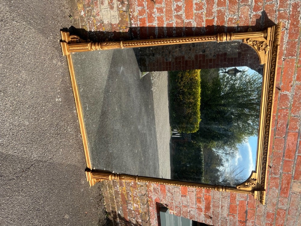 A Stunning large Antique English Century carved wood & gesso gilt Overmantle Mirror. View VII