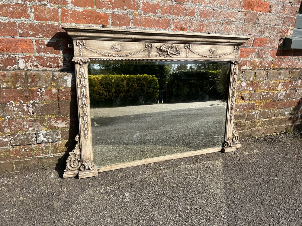 A Delightful Antique English 19th Century carved wood & gesso painted Overmantle Mirror. View VI