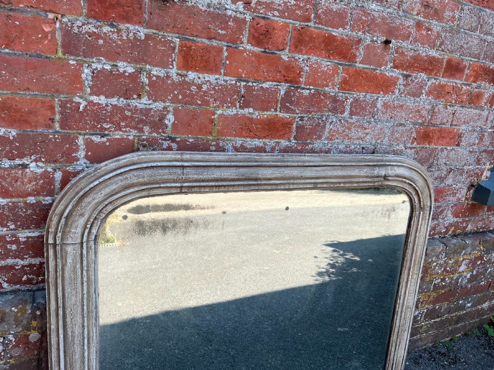 A Fabulous good size Antique English 19th Century carved wood & gesso arched top painted Overmamtle Mirror. View VI