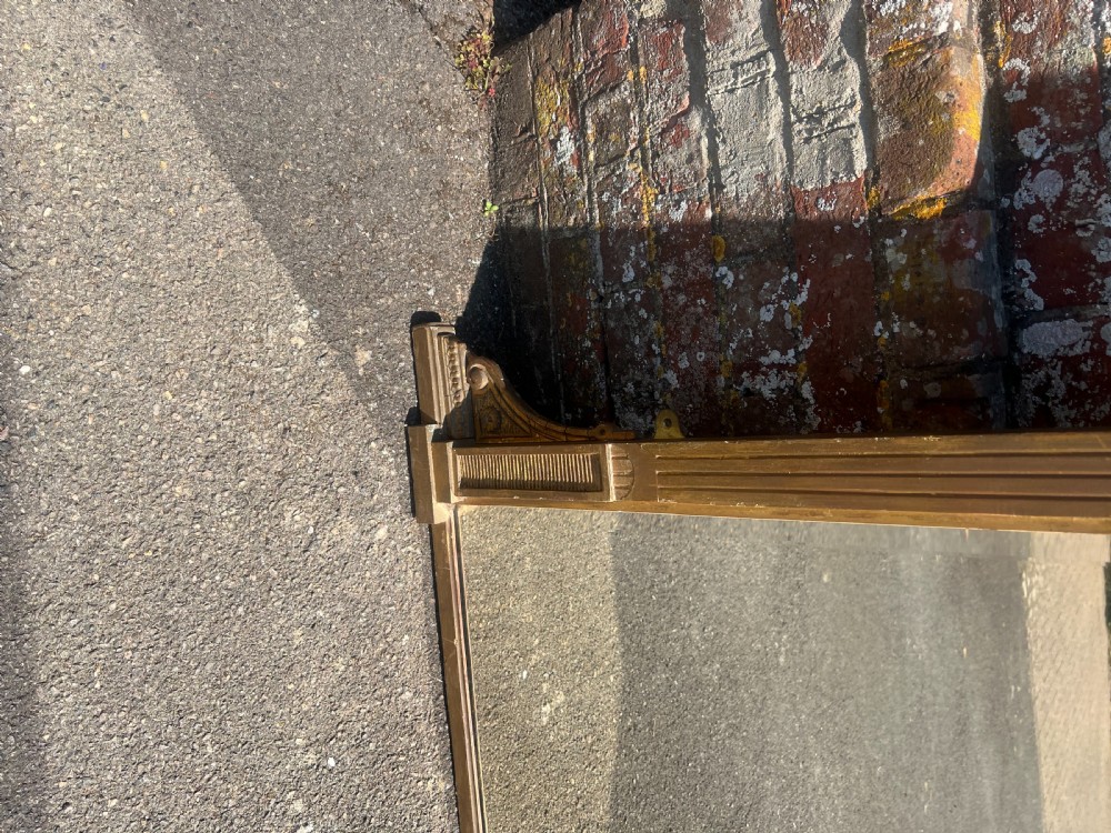 A Fabulous large Antique English 19th Century carved wood & gesso gilt Overmantle Mirror. View III