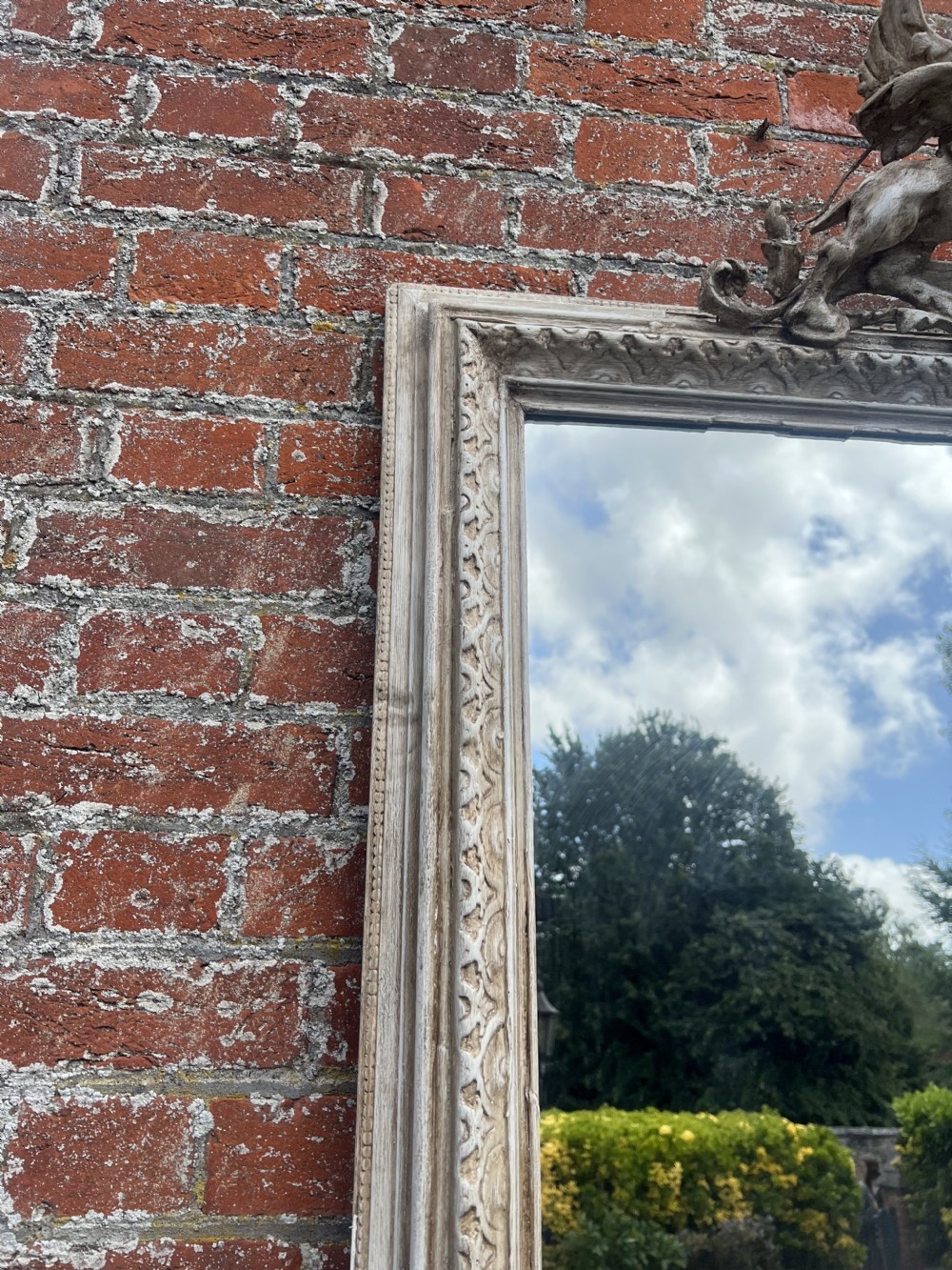 A Spectacular Extra Large Antique French 19th Century carved wood & gesso painted Mirror. View II